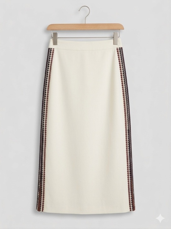 Chloe Dresses & Skirts - Chloe Ivory Maxi Skirt with Brown and Black Side Trim